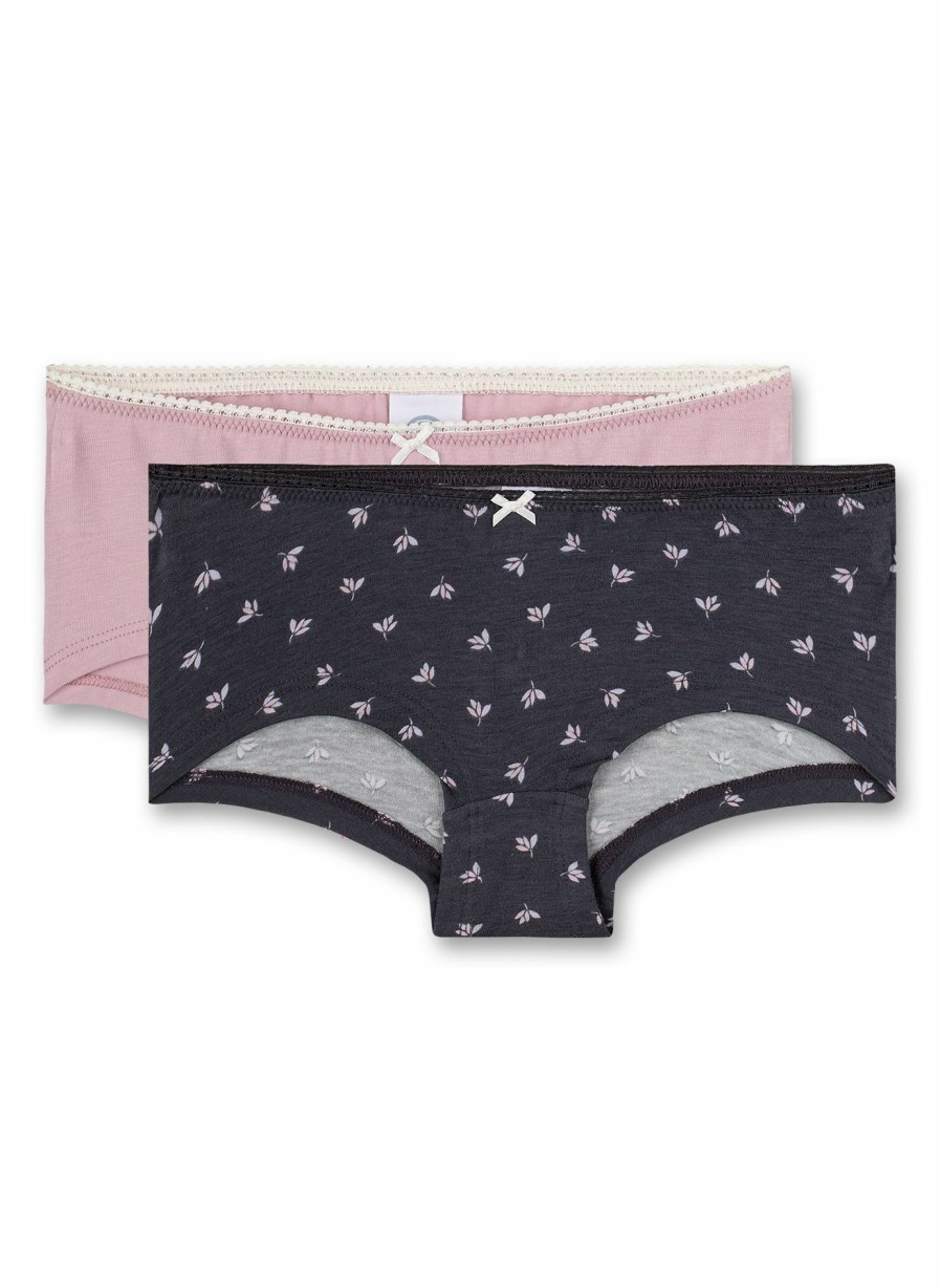 Madchen 3-14 Sanetta Panties & Hipster | Madchen-Cutbrief (Doppelpack) Dunkelgrau Und Rosa