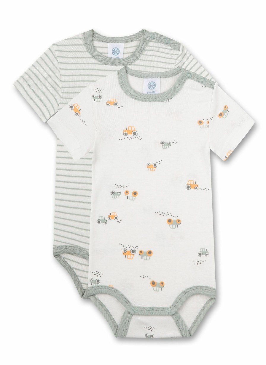 Jungs 0-3 Sanetta Bodies | Body Kurzarm (Doppelpack) Off-White