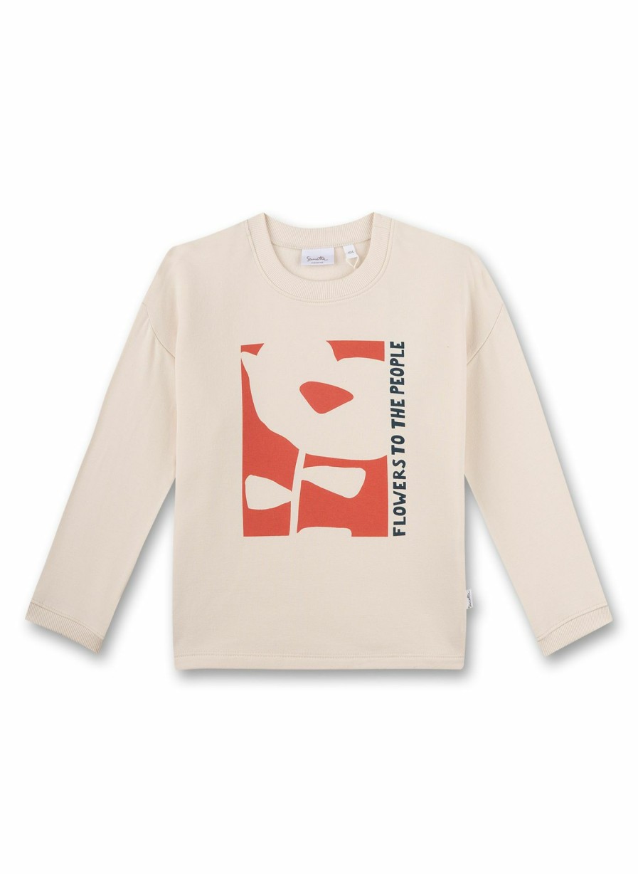 Madchen 3-14 Sanetta Sweatshirts | Madchen-Sweatshirt Beige Flowers For You