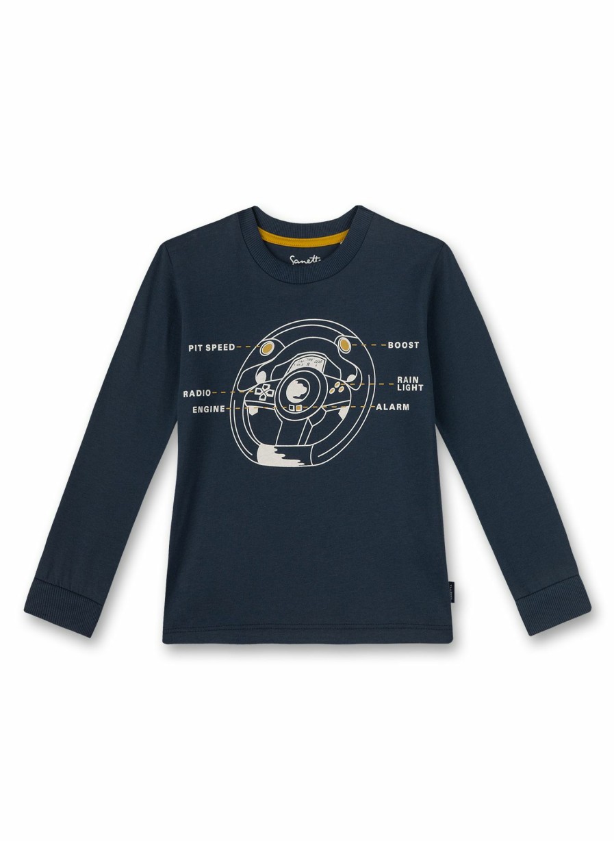 Jungs 3-14 Sanetta Shirts Langarm | Jungen-Shirt Langarm Dunkelblau Space Driver