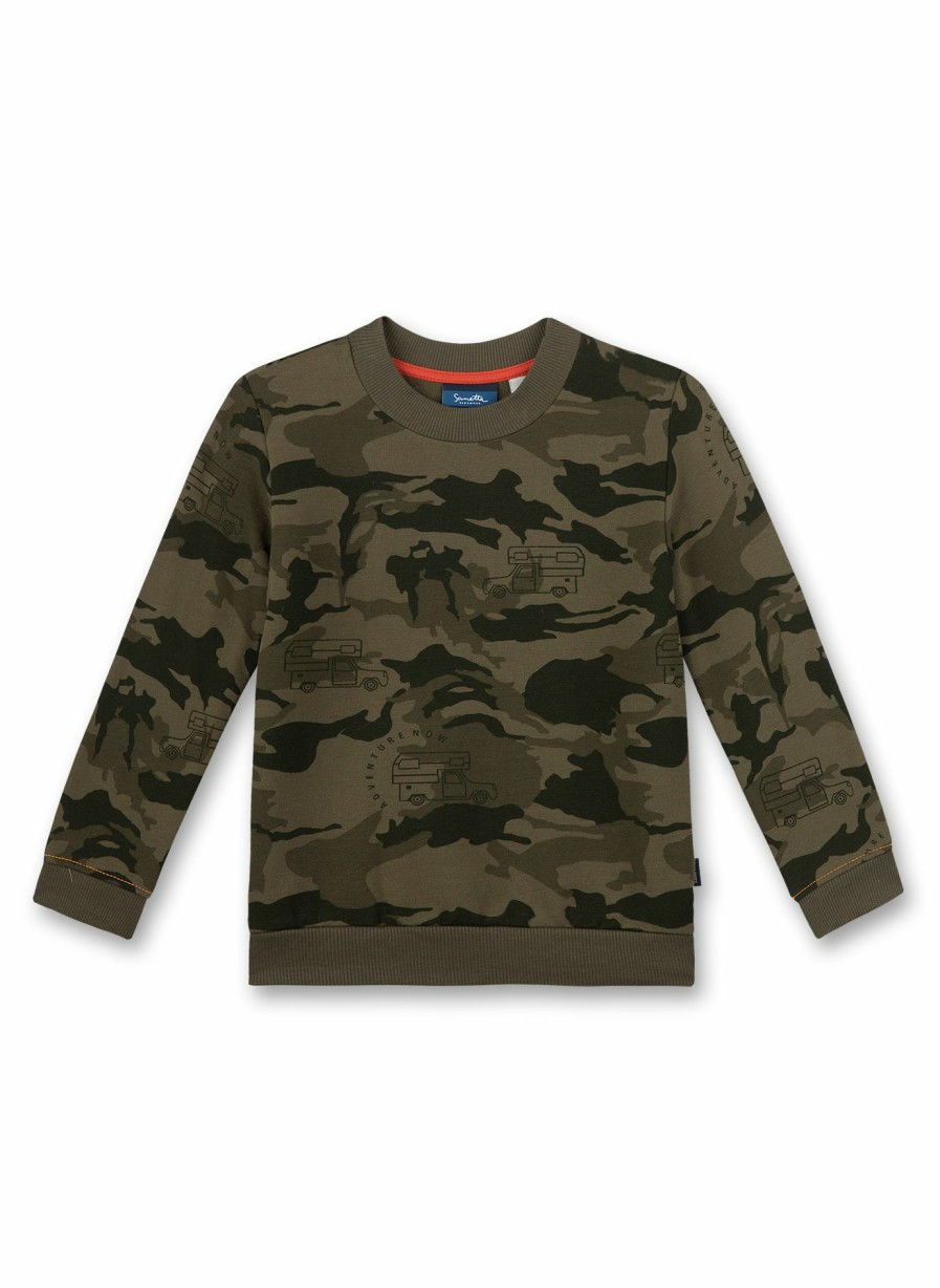 Jungs 3-14 Sanetta Sweatshirts | Jungen-Sweatshirt Grun Camouflage-Allover Expedition