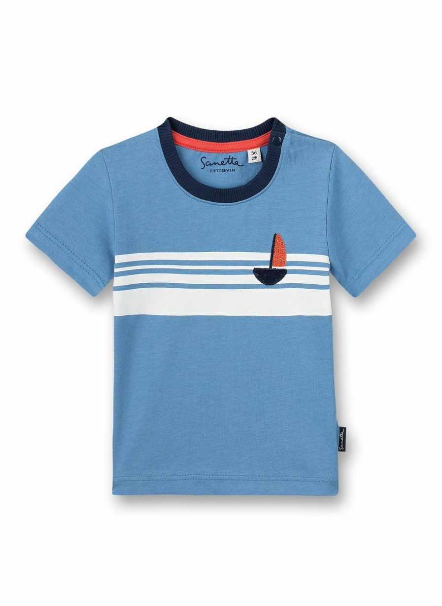 Jungs 0-3 Sanetta T-Shirts | Jungen T-Shirt Blau Little Lobster