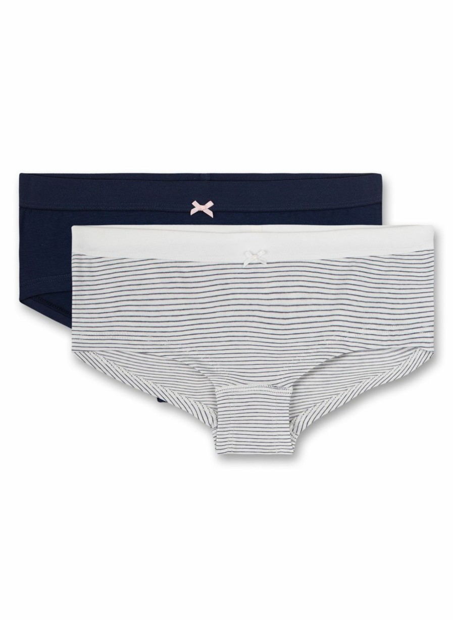 Madchen 3-14 Sanetta Panties & Hipster | Madchen-Cutbrief (Doppelpack) Off-White Und Dunkelblau