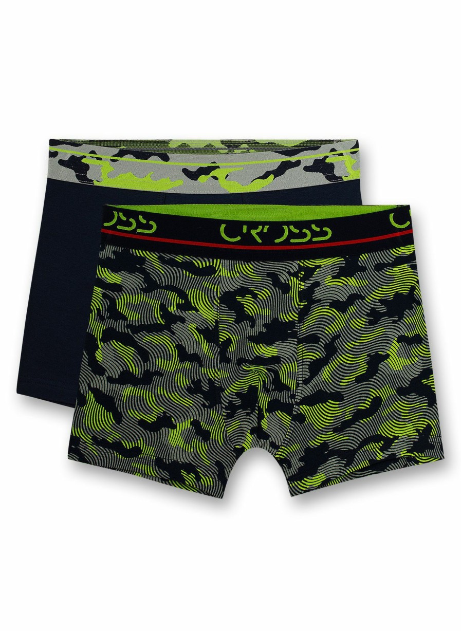 Jungs 3-14 Sanetta Shorts | Jungen-Hipshorts (Doppelpack) Camouflage Und Dunkelblau Ride The Cross