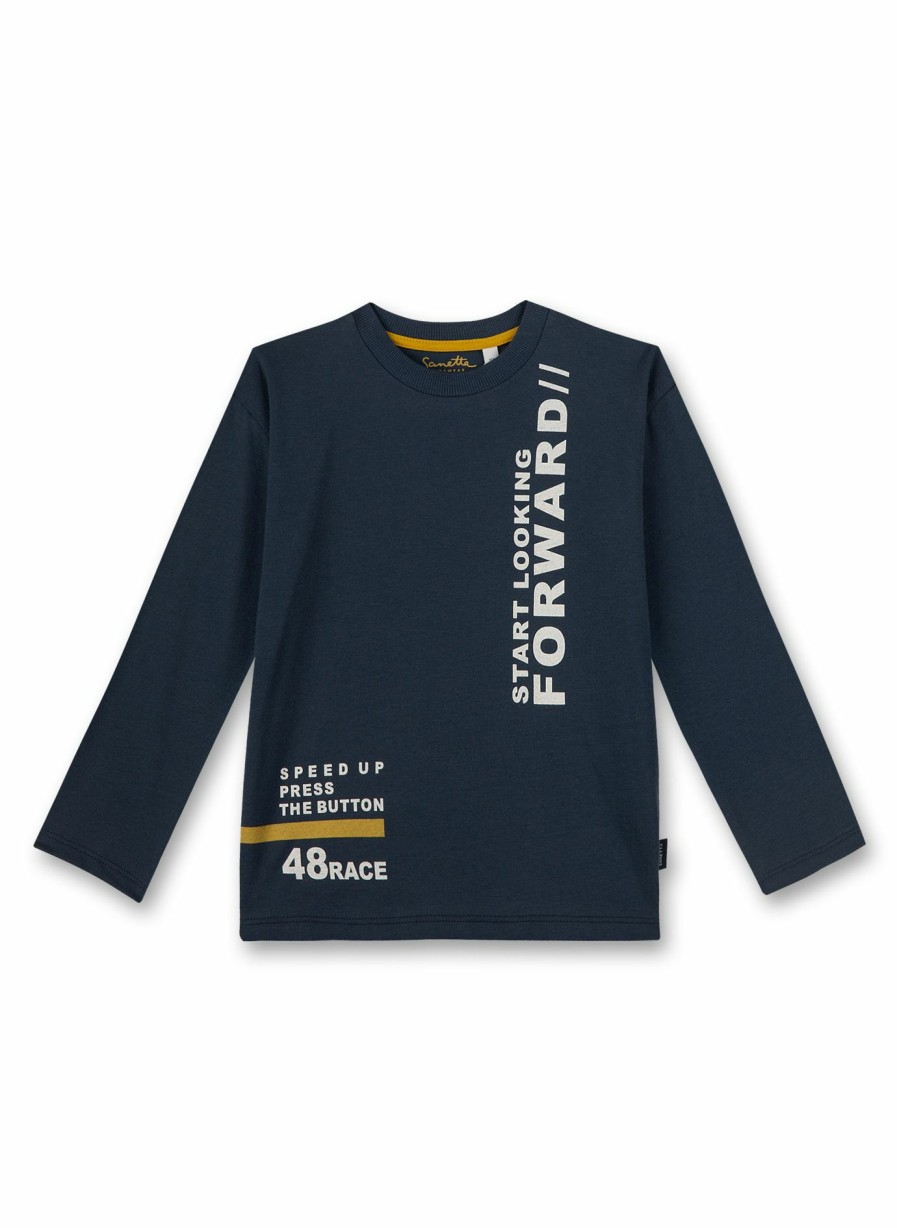 Jungs 3-14 Sanetta Shirts Langarm | Jungen-Shirt Langarm Dunkelblau Space Driver