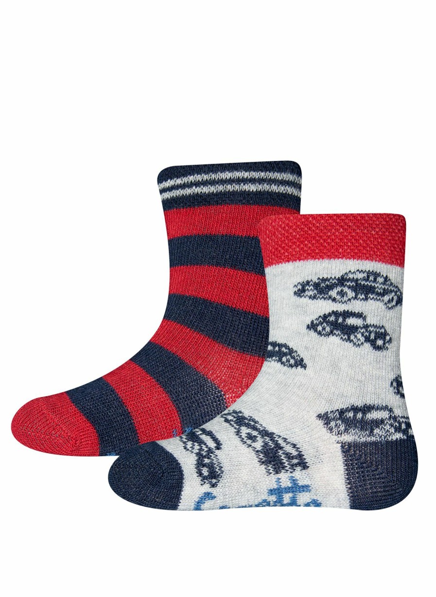 Jungs 0-3 Sanetta Accessoires | Jungen-Socken (Doppelpack) Autos Und Ringel