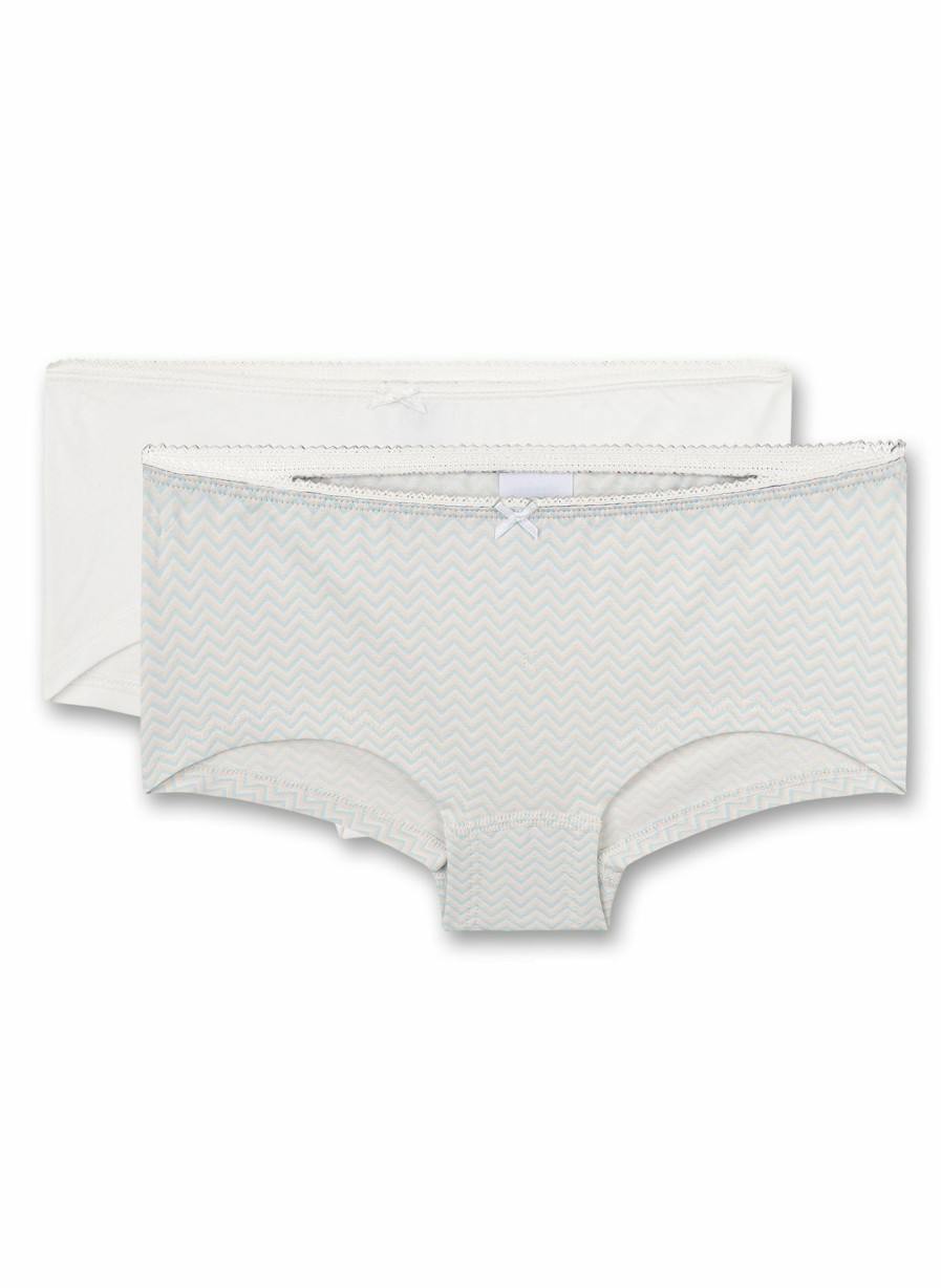 Madchen 3-14 Sanetta Panties & Hipster | Madchen-Cutbrief (Doppelpack) Hellblau Und Off-White