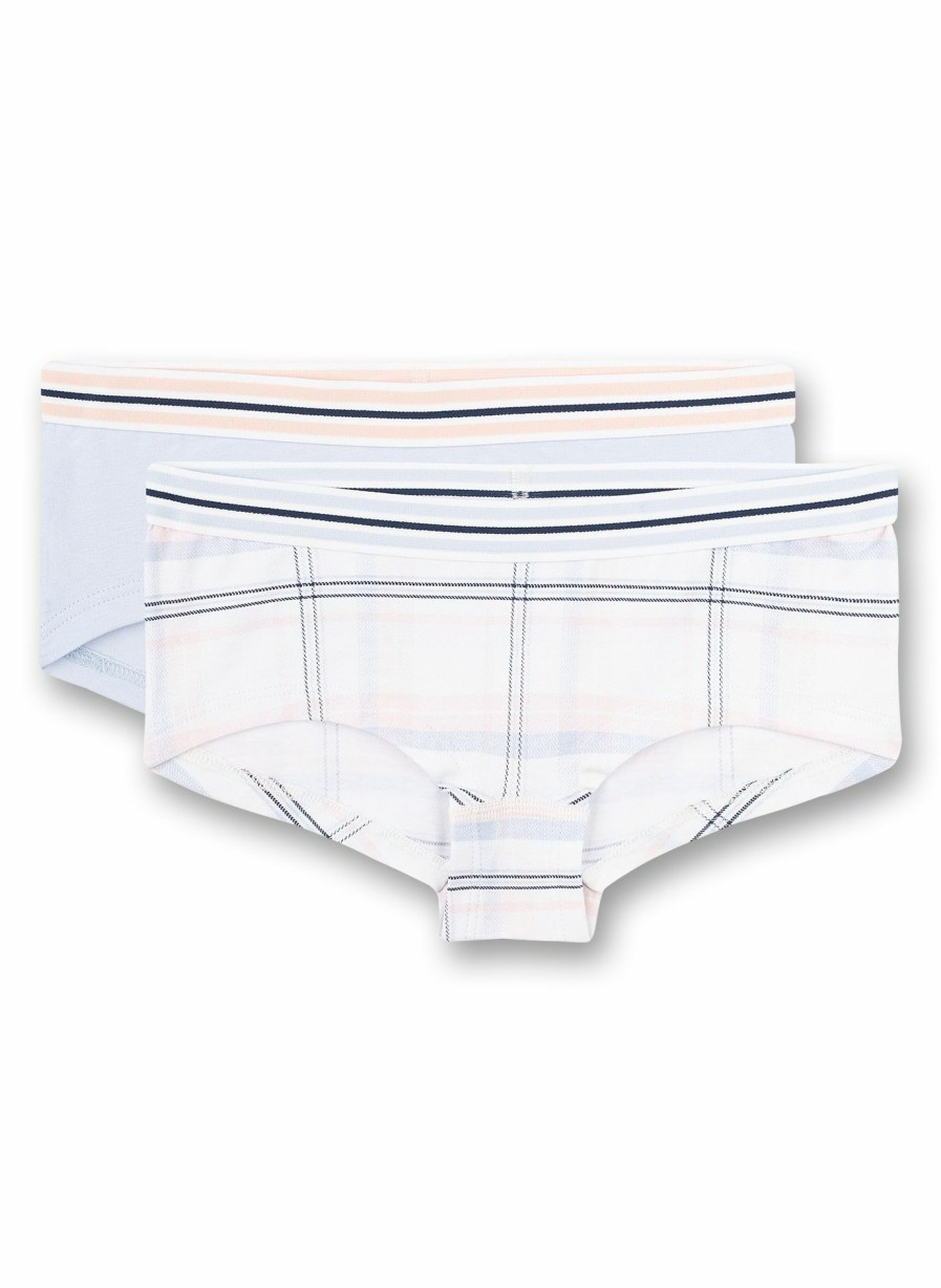 Madchen 3-14 Sanetta Panties & Hipster | Madchen-Cutbrief (Doppelpack) Kariert Und Hellblau