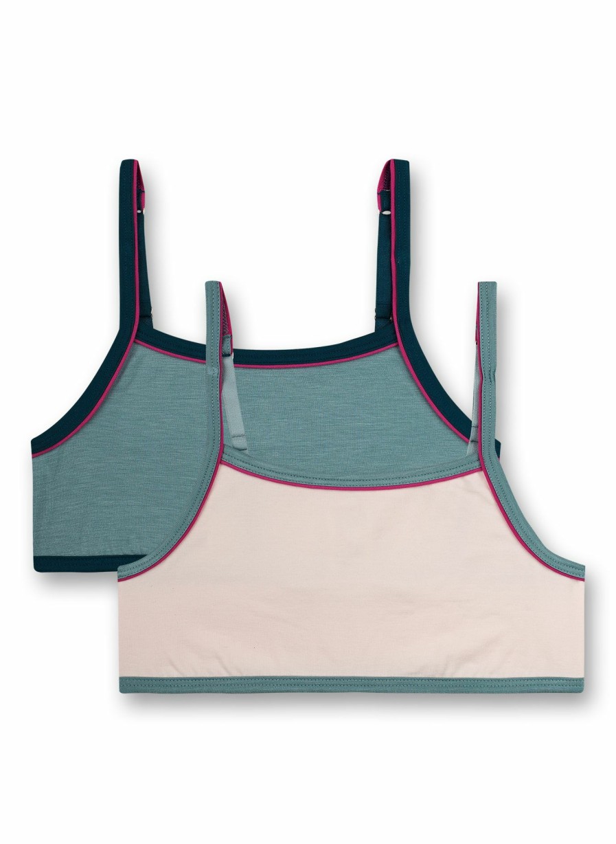 Madchen 3-14 Sanetta Bh & Bustiers | Madchen-Bustier (Doppelpack) Rosa Und Blau Caribbean Nights