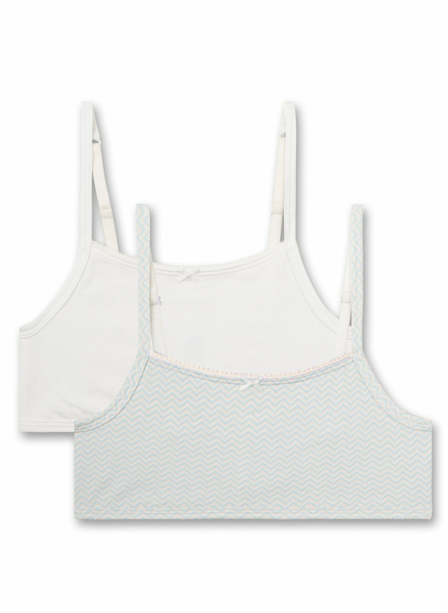 Madchen 3-14 Sanetta Bh & Bustiers | Madchen-Bustier (Doppelpack) Hellblau Und Off-White