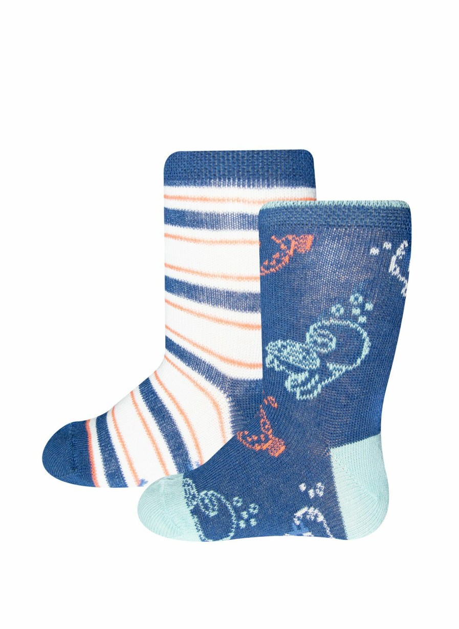 Jungs 0-3 Sanetta Accessoires | Jungen-Socken (Doppelpack) Blau Und Blau-Geringelt