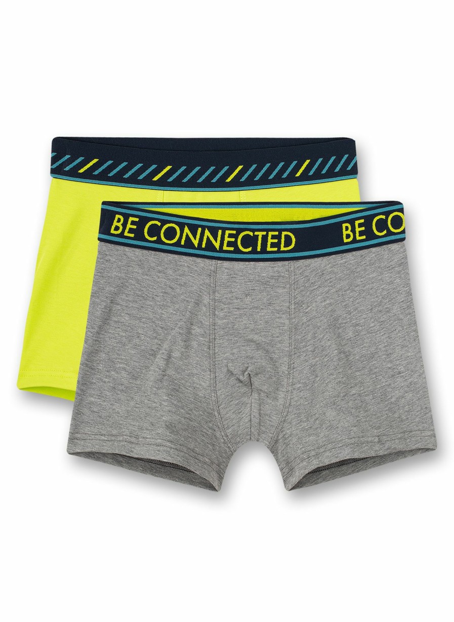 Jungs 3-14 Sanetta Shorts | Jungen-Shorts (Doppelpack) Graumelange Und Lemon-Grun