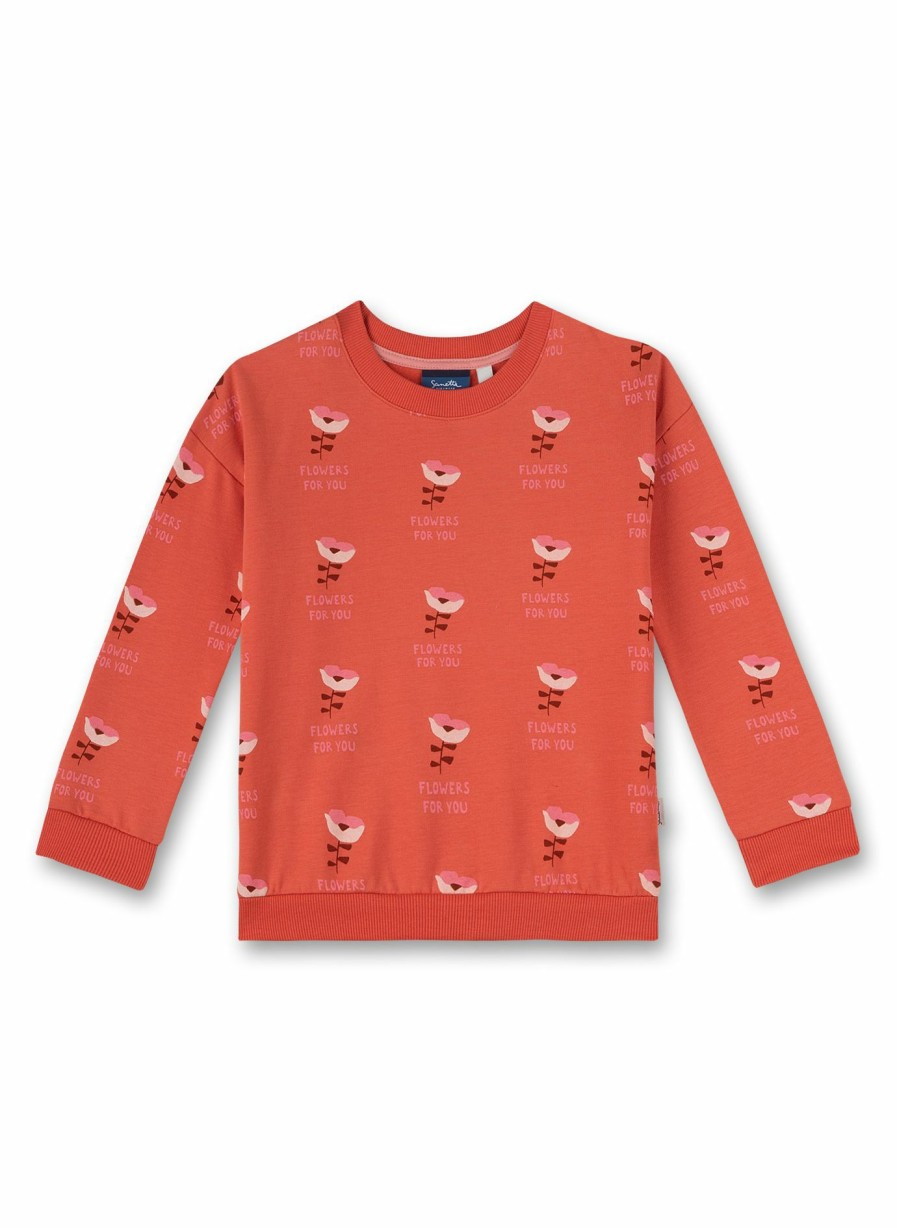 Madchen 3-14 Sanetta Sweatshirts | Madchen-Sweatshirt Orange Flowers For You