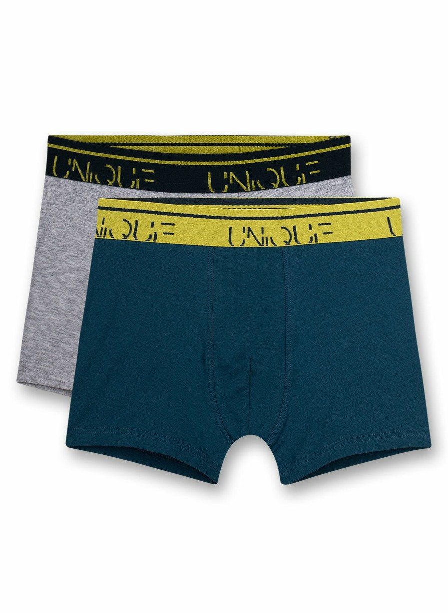 Jungs 3-14 Sanetta Shorts | Jungen-Hipshorts (Doppelpack) Graumelange Und Blau Ocean Breeze