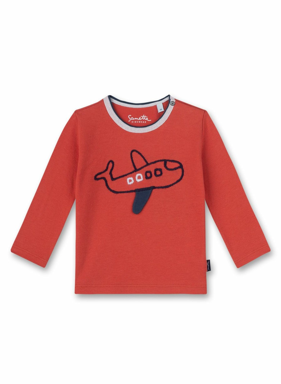 Jungs 0-3 Sanetta Shirts Langarm | Jungen-Shirt Langarm Orange Let’S Fly