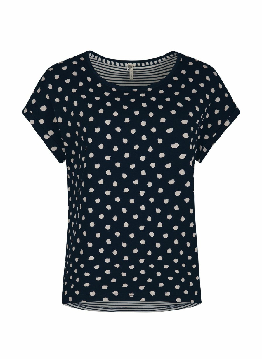 Damen Sanetta Tops | Damen T-Shirt Dunkelblau Dots