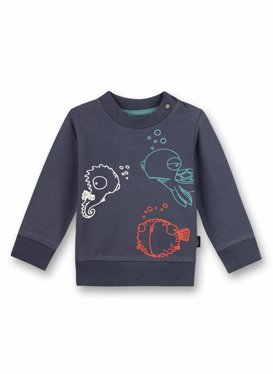 Jungs 0-3 Sanetta Sweatshirts | Jungen-Sweathsirt Dunkelblau Ocean Friends