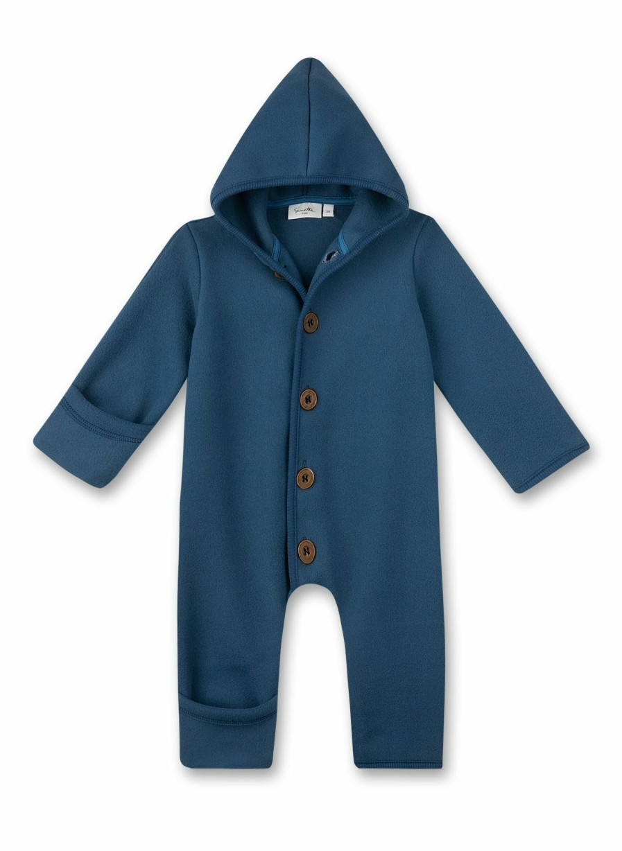 Jungs 0-3 Sanetta Strampler & Overalls | Unisex-Fleeceoverall Blau