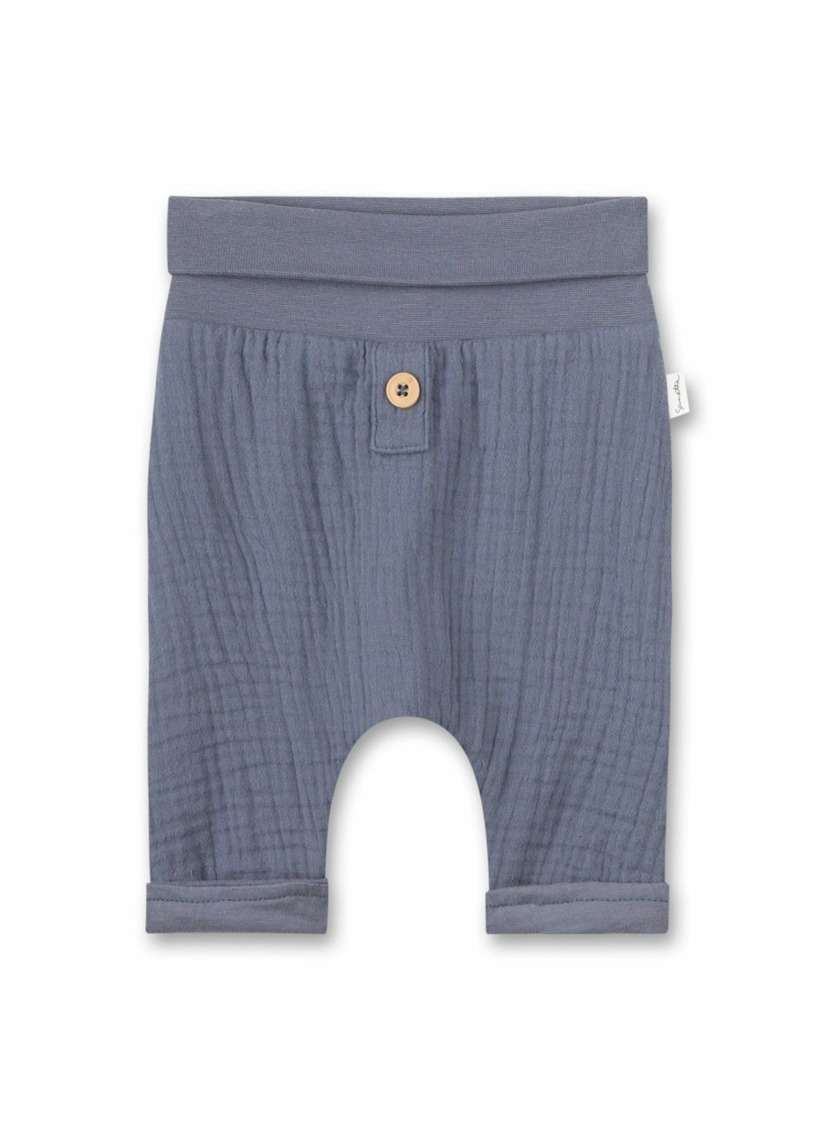 Jungs 0-3 Sanetta Hosen | Baby-Hose Gefuttert Blau Aus Musselin