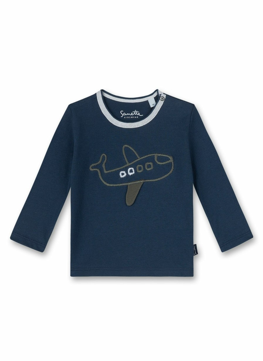 Jungs 0-3 Sanetta Shirts Langarm | Jungen-Shirt Langarm Blau Let’S Fly