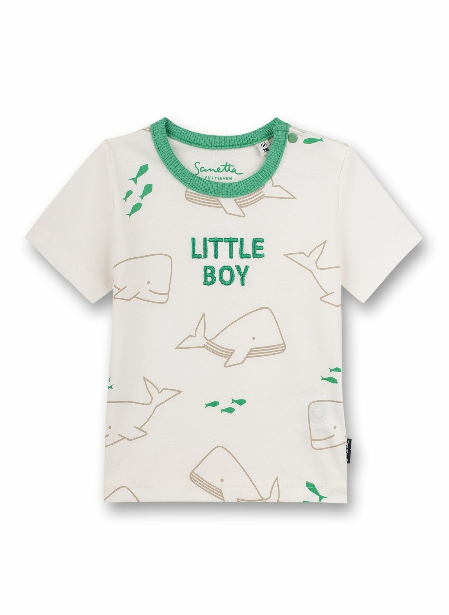 Jungs 0-3 Sanetta T-Shirts | Jungen T-Shirt Off-White Little Whale