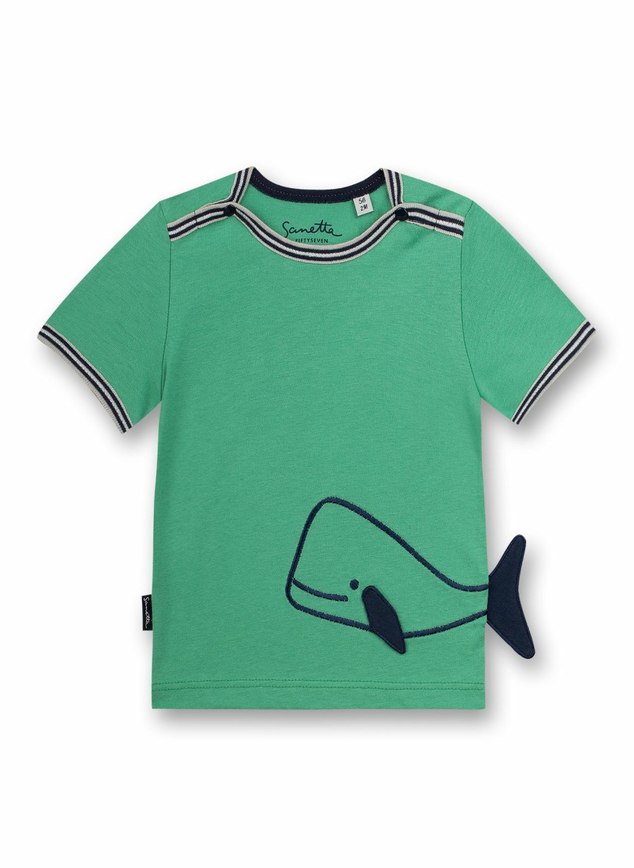 Jungs 0-3 Sanetta T-Shirts | Jungen T-Shirt Grun Little Whale