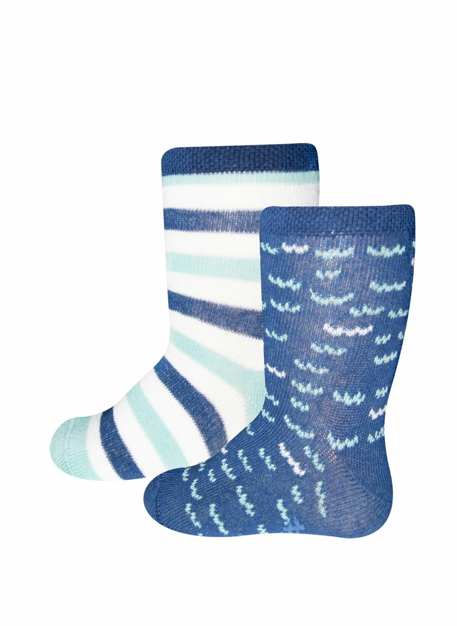 Jungs 0-3 Sanetta Accessoires | Jungen-Socken (Doppelpack) Wellen Und Blau-Geringelt