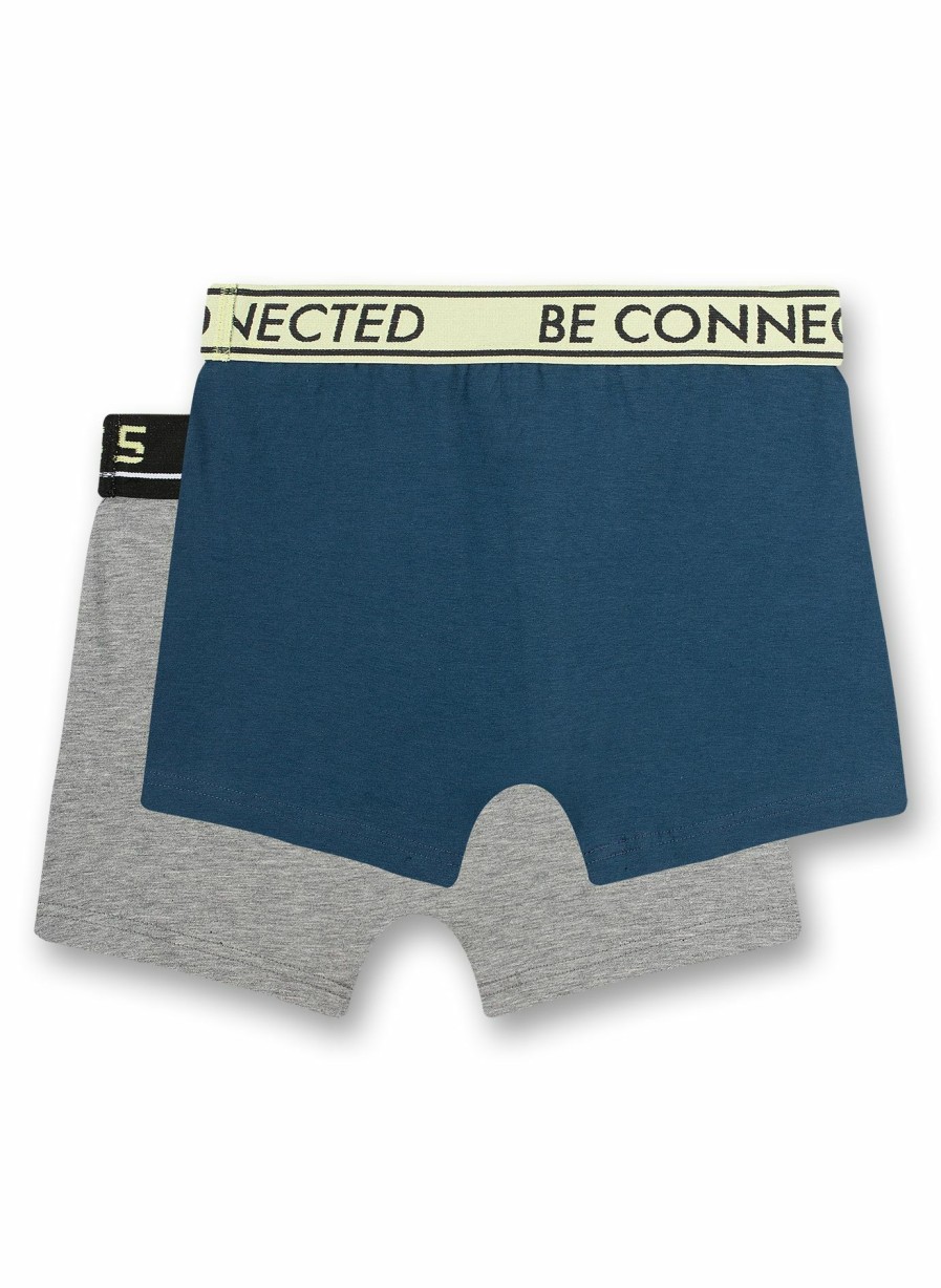 Jungs 3-14 Sanetta Shorts | Jungen-Hipshorts (Doppelpack) Graumelange Und Blau