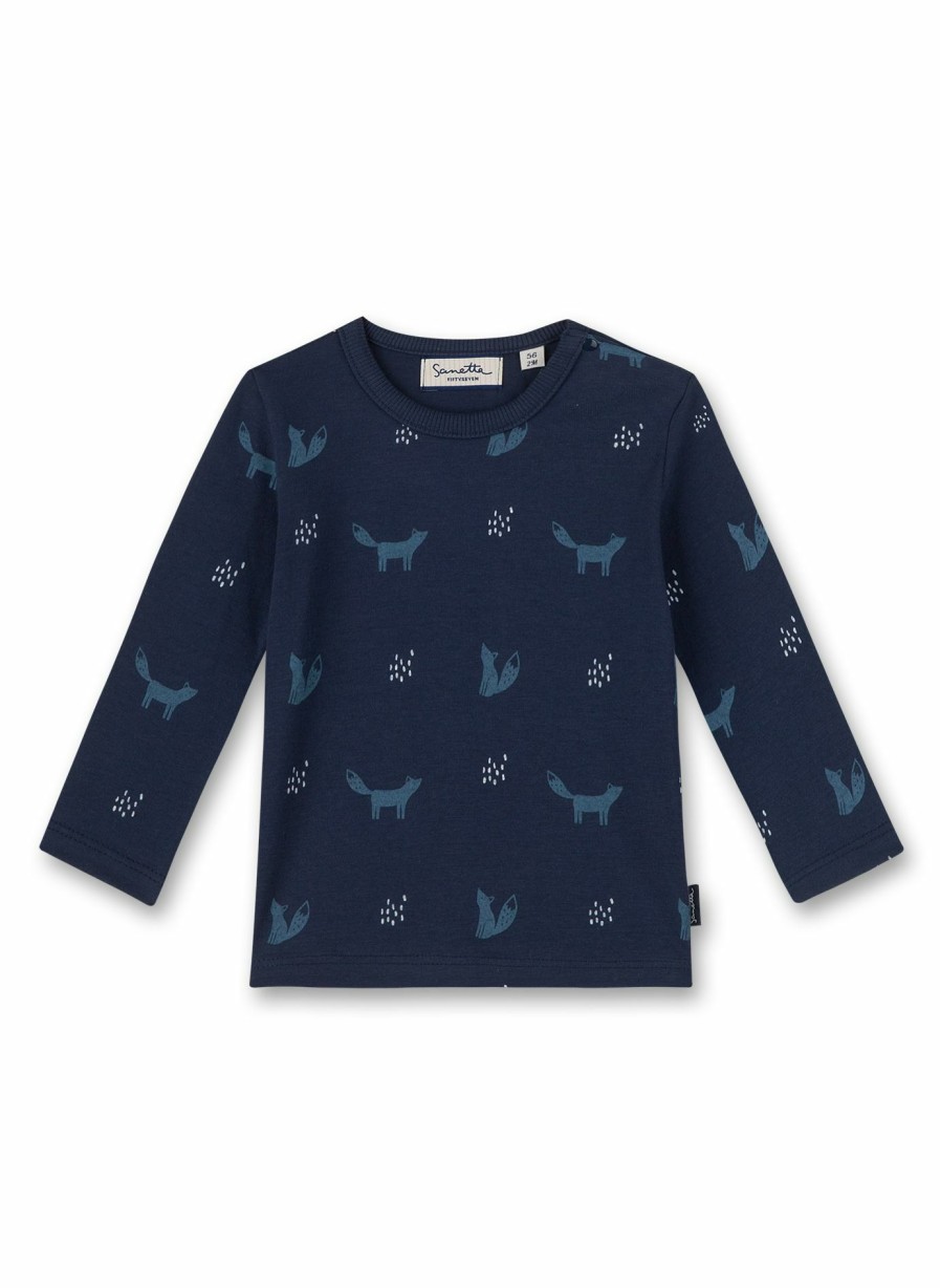 Jungs 0-3 Sanetta Shirts Langarm | Jungen-Shirt Langarm Blau Clever Fox