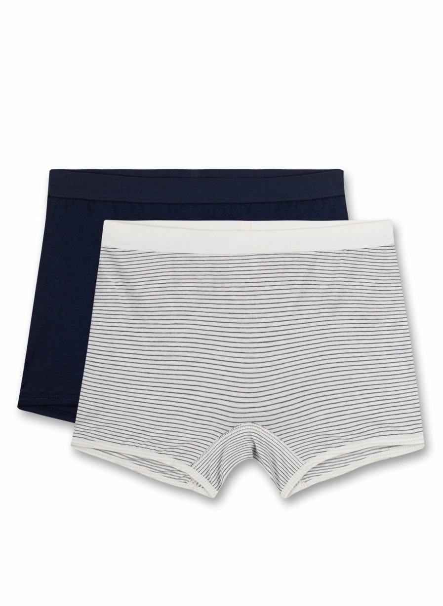 Madchen 3-14 Sanetta Panties & Hipster | Madchen-Panty (Doppelpack) Off-White Geringelt Und Dunkelblau